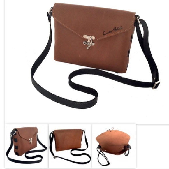 Curtis Blake Side Threaded Leather Crossbody Purse - Chocolate/Black - Picture 5 of 6